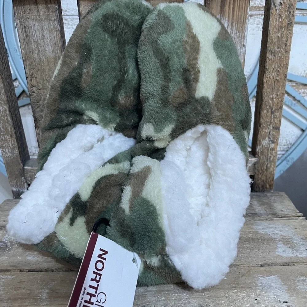 Great Northern  Knit Slipper Socks w/ Non-Slip Grippers for Adults/Youth - Camo